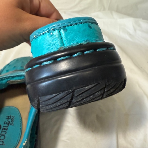 Double H Boots  kids Turquoise Leather Size 11 D Slide-On Clogs Shoes - Picture 9 of 11